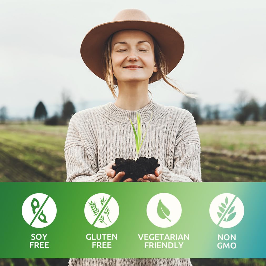 Vegetarian, Non-GMO, gluten-free badges on packaging