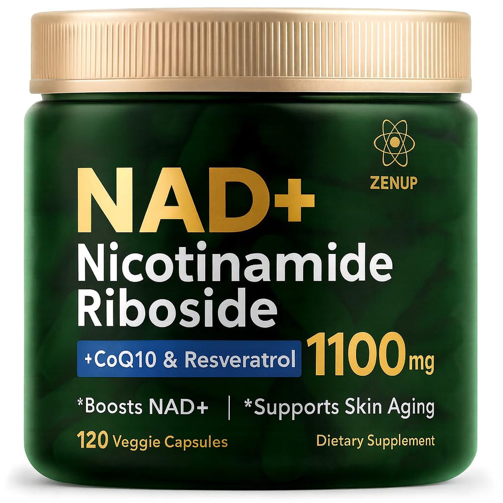 ZenUP NAD+ supplement bottle labeled 1100mg liposomal NR