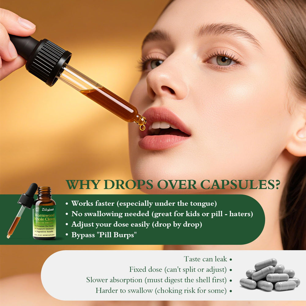 ZENVIVIAN wormwood drops close-up highlighting plant-based ingredients