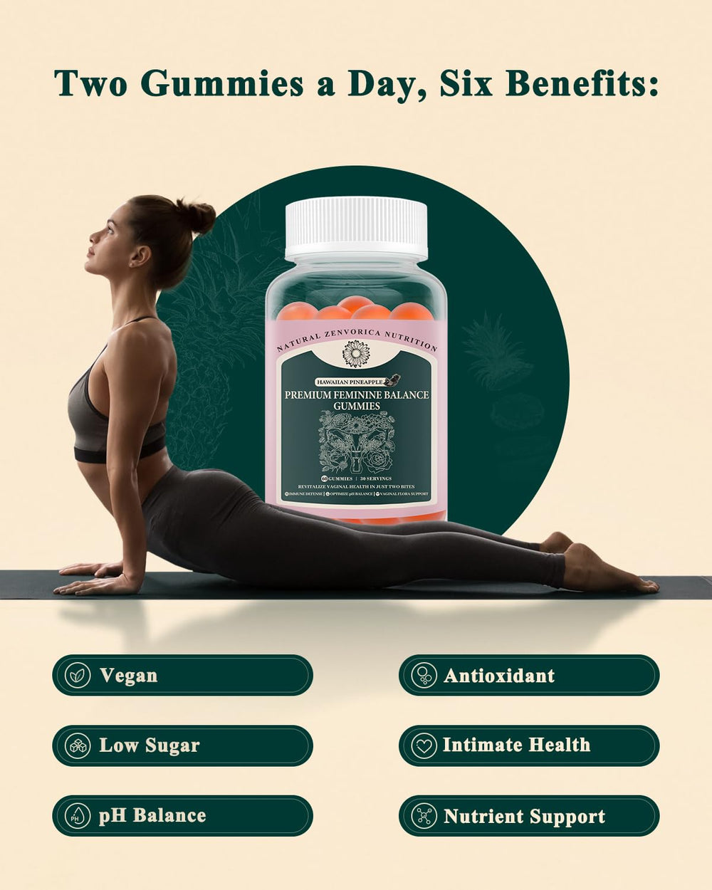 Graphic illustrating vaginal flora balance and immune support