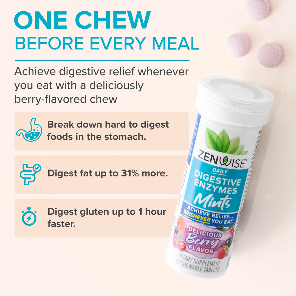 Boxed Zenwise Digestive Enzyme Mints display with 30 chews