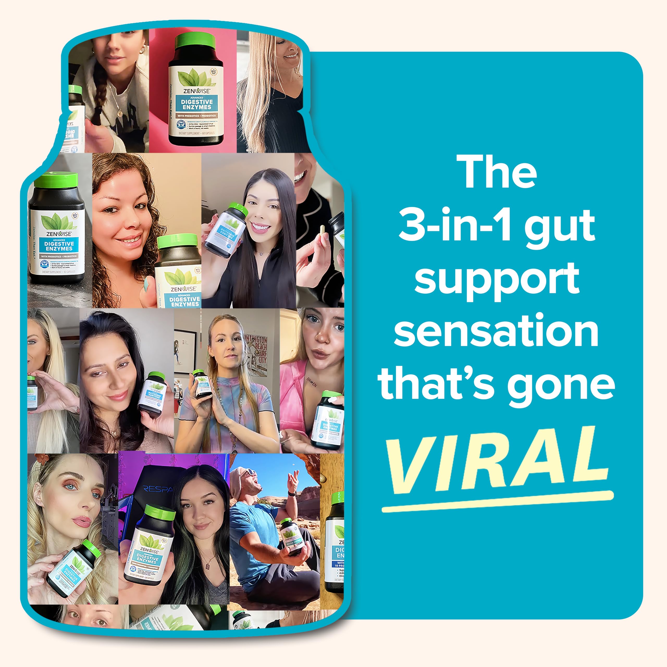 Back label with nutrition and usage information for Zenwise Digestive Enzyme Mints