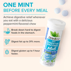 Packaging of Zenwise Digestive Enzyme Mints with bottle and outer box