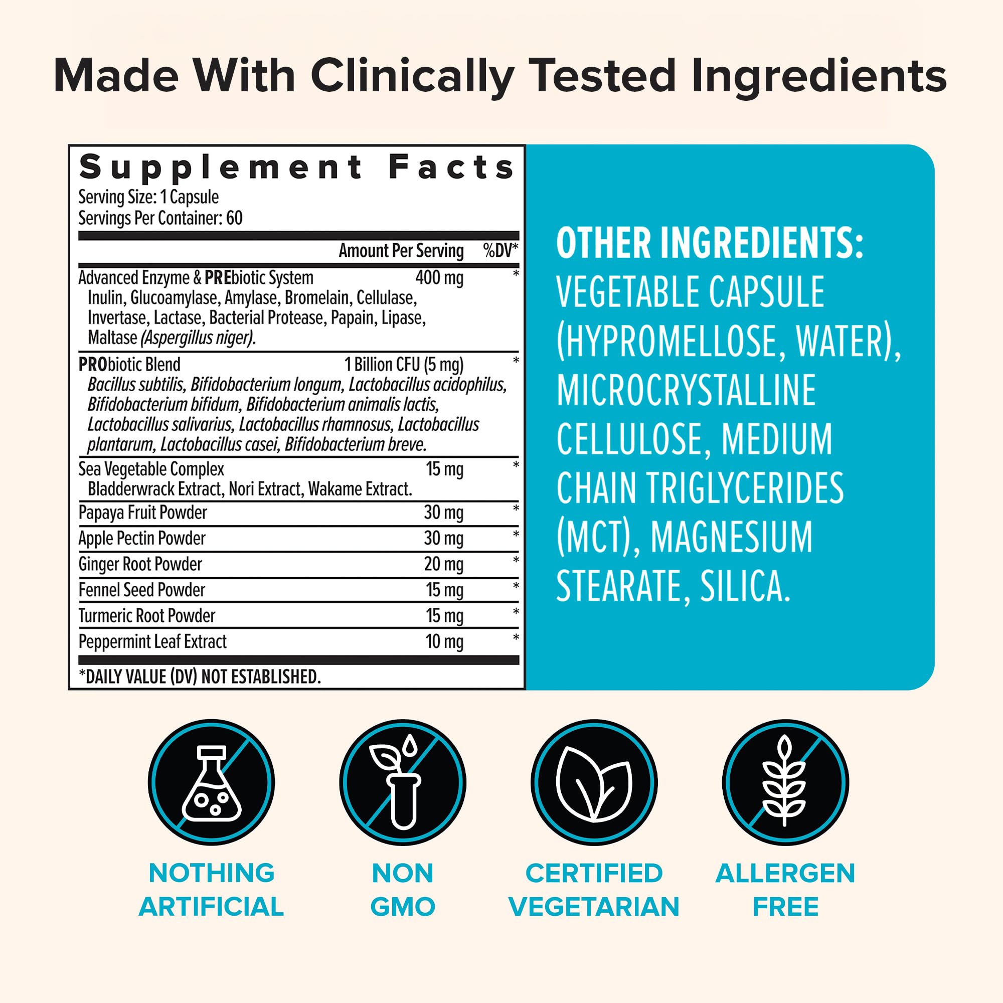 Zenwise Health Digestive Enzymes bottle with scoop suggests easy pre-meal use.