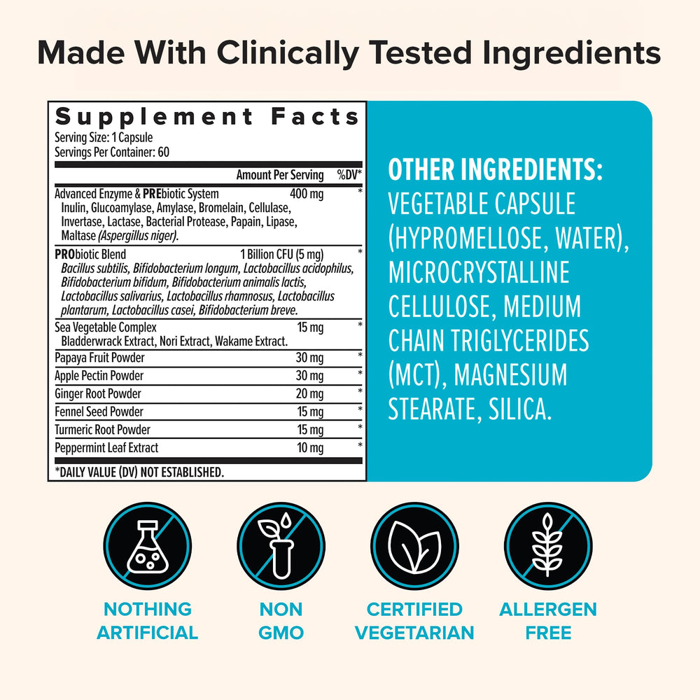 Zenwise Health Digestive Enzymes bottle with scoop suggests easy pre-meal use.