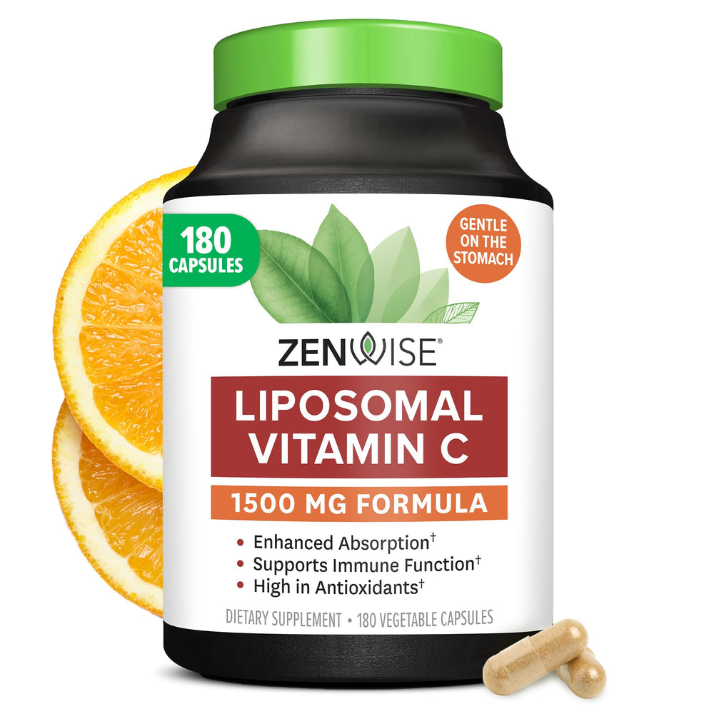 Zenwise Liposomal Vitamin C 1500mg bottle - front view with 180 capsules