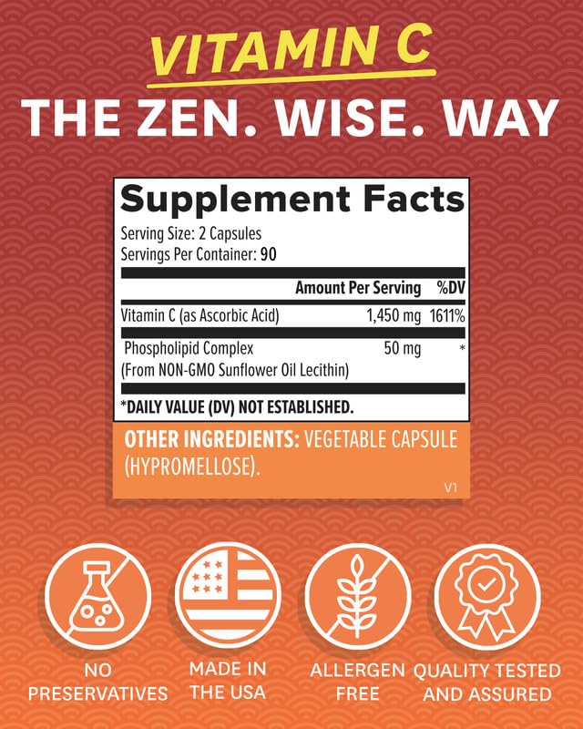 Unflavored, gluten-free Zenwise Vitamin C packaging