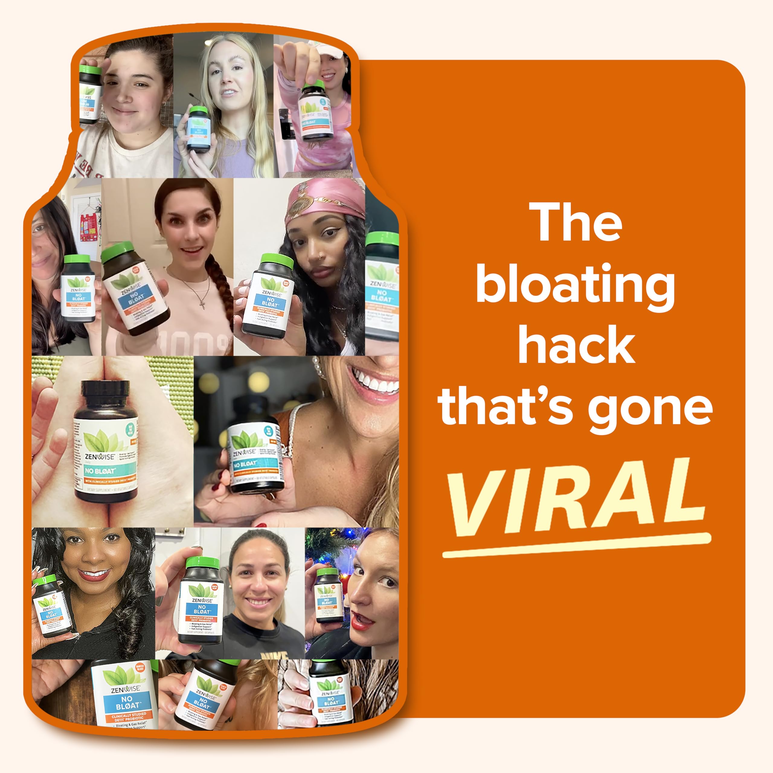 Zenwise No Bloat bottle displaying 160 count