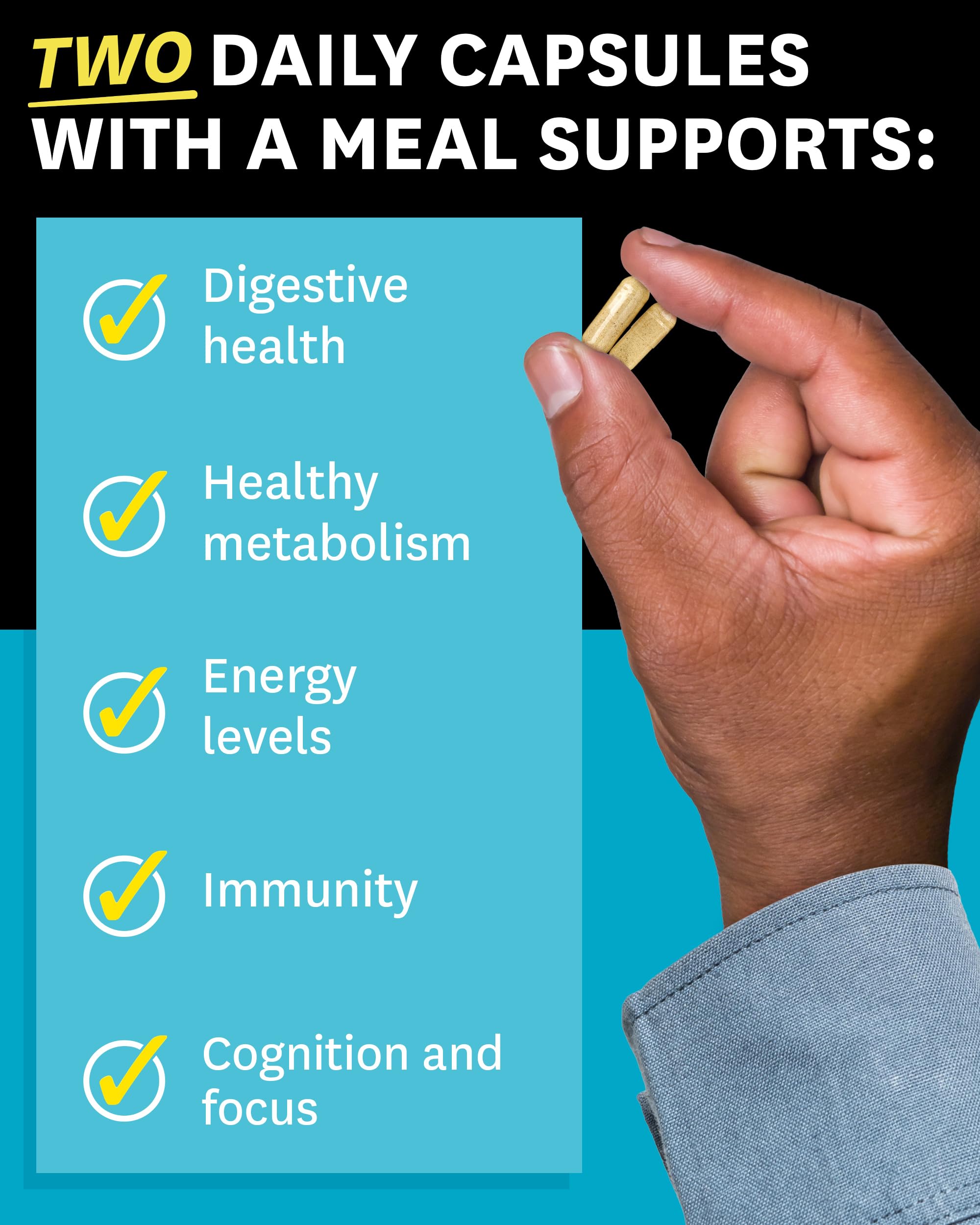 Probiotic bottle emphasizing digestive health for men