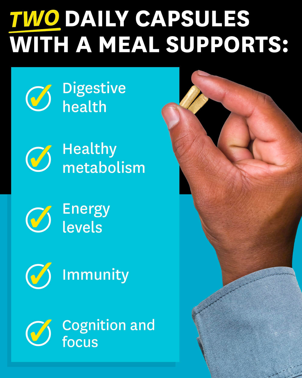 Probiotic bottle emphasizing digestive health for men