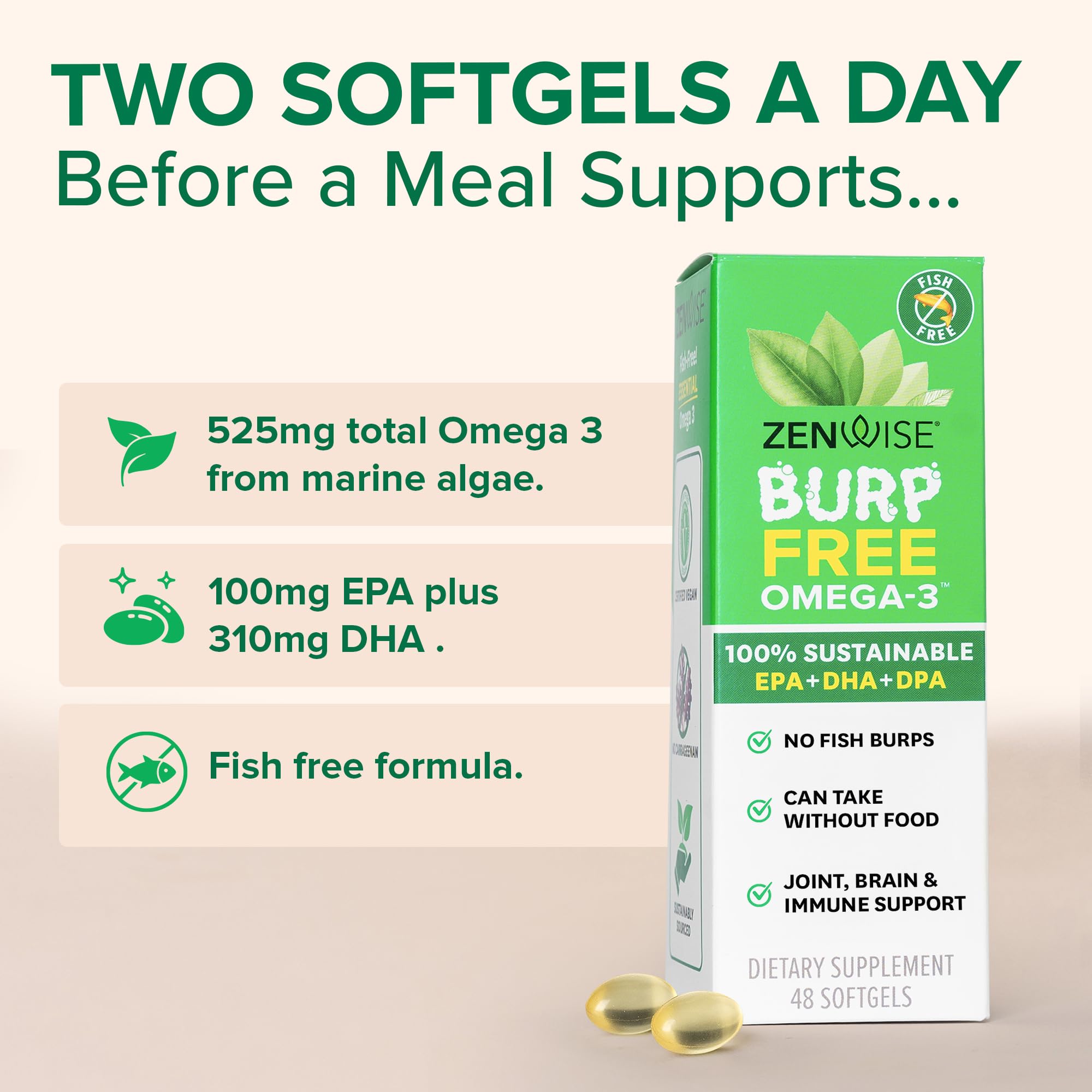 Plant-powered algae Omega-3 source illustration