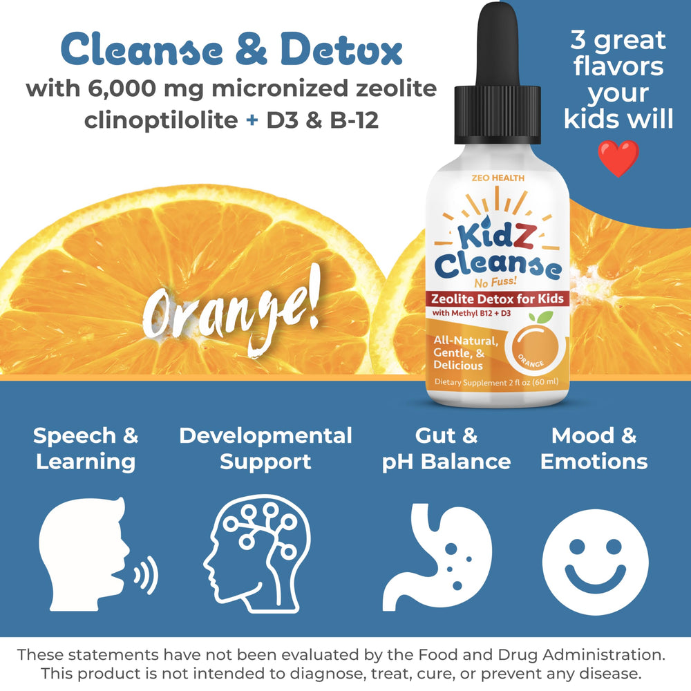 Zeo Health KidZ Cleanse apple flavor bottle ready for easy mixing and kid-friendly taste