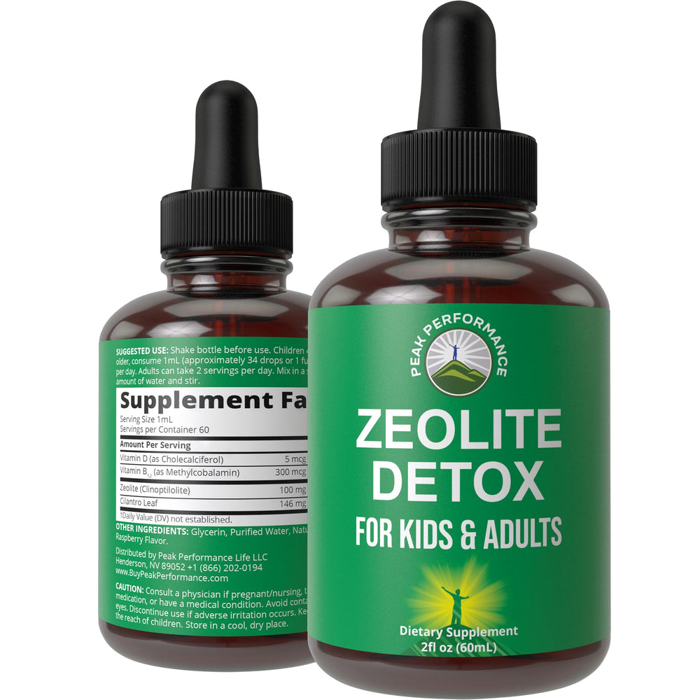 Zeolite detox drops bottle sourced from Idaho volcanic mineral deposits