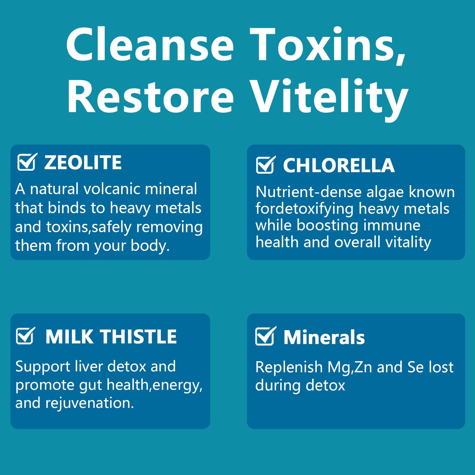 Close-up of Zeolite and Chlorella on the label