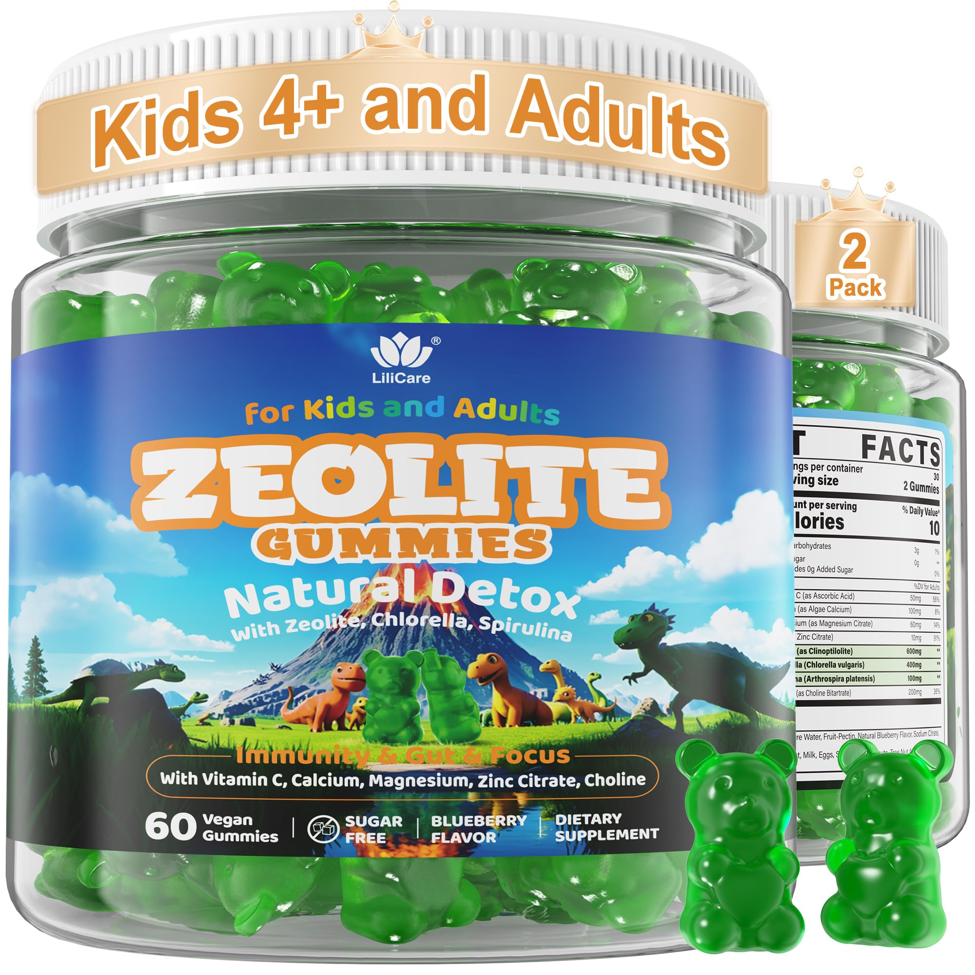 Zeolite Detox Gummies bottle packaging for kids and adults