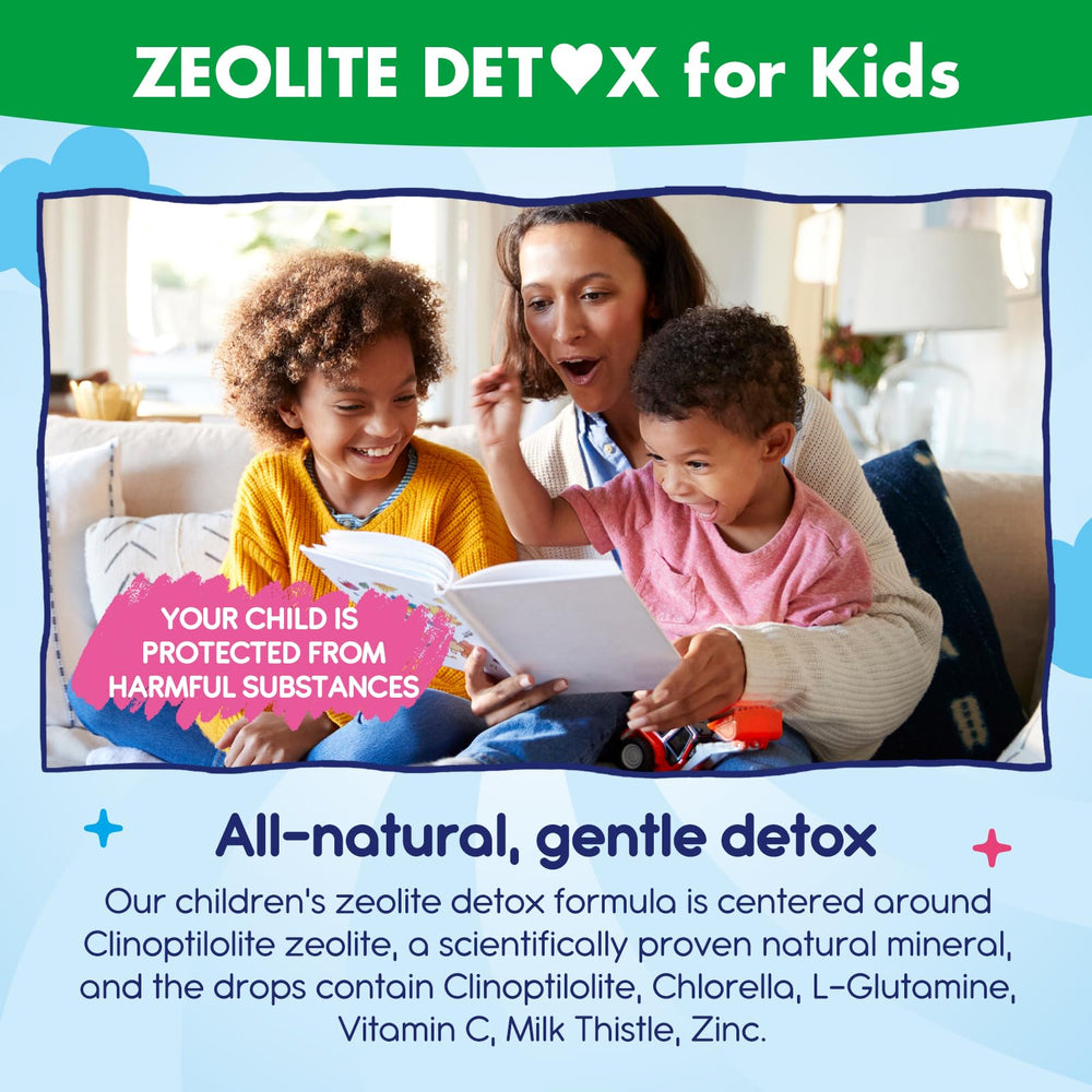 Front label of Zeolite Detox for Kids bottle