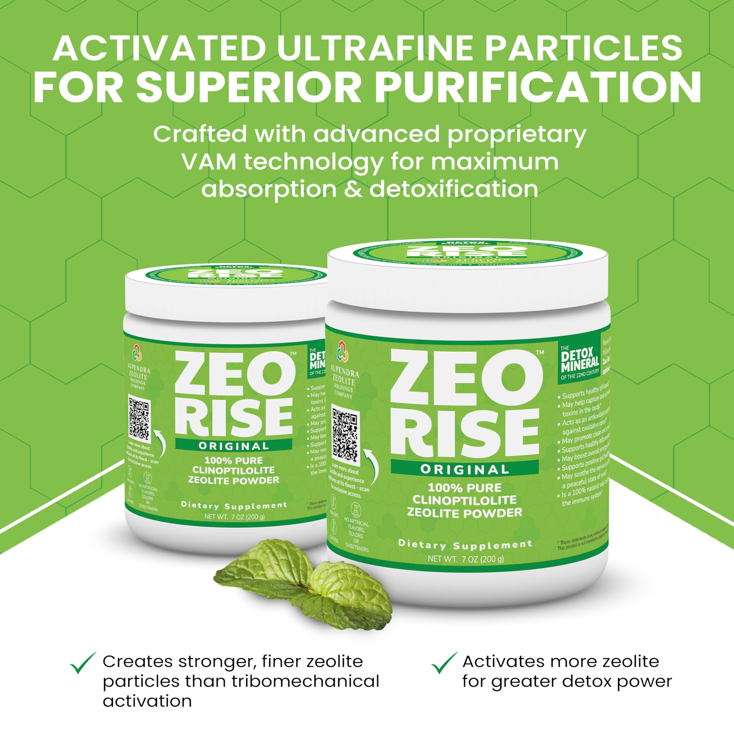 Zeolite detox powder on a kitchen counter scene