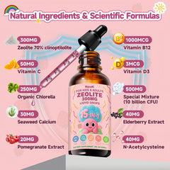 Zeolite Drops formula with vitamins B12, C, and D3