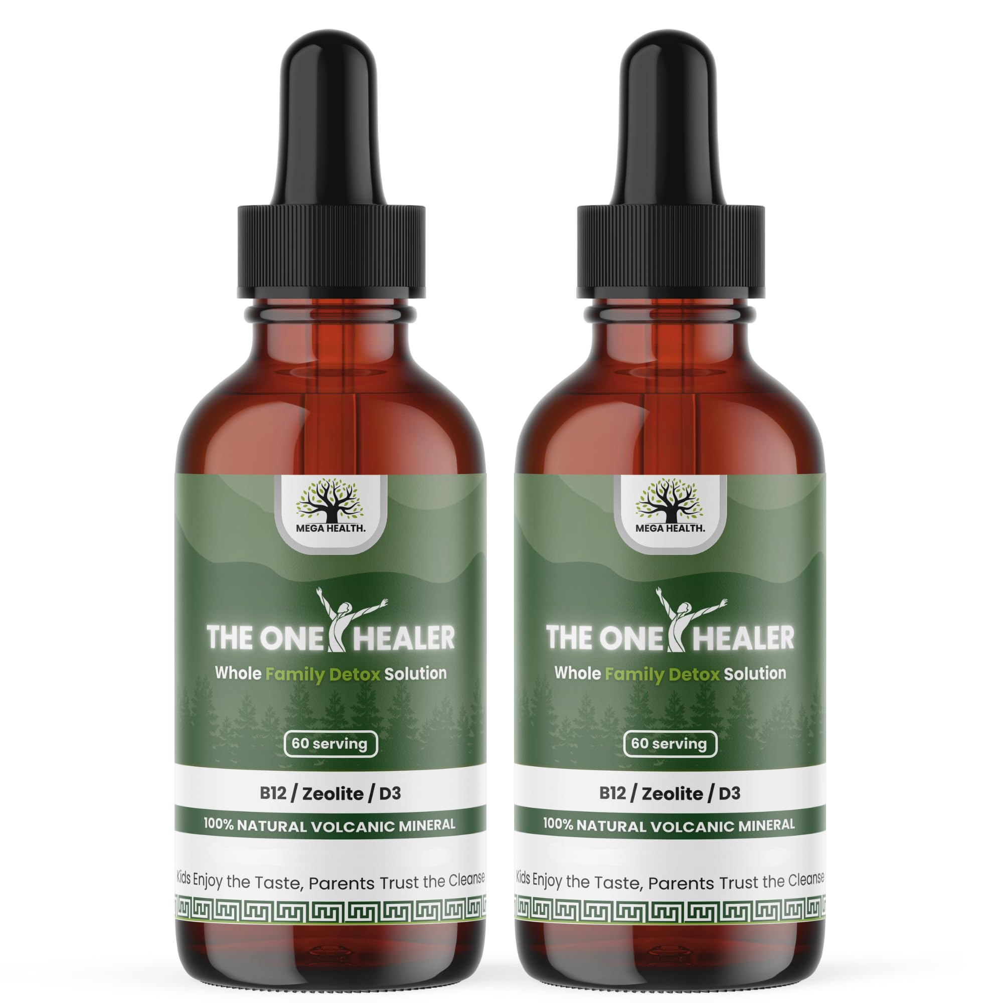 The One Healer Zeolite Detox Drops bottle displayed on a clean surface