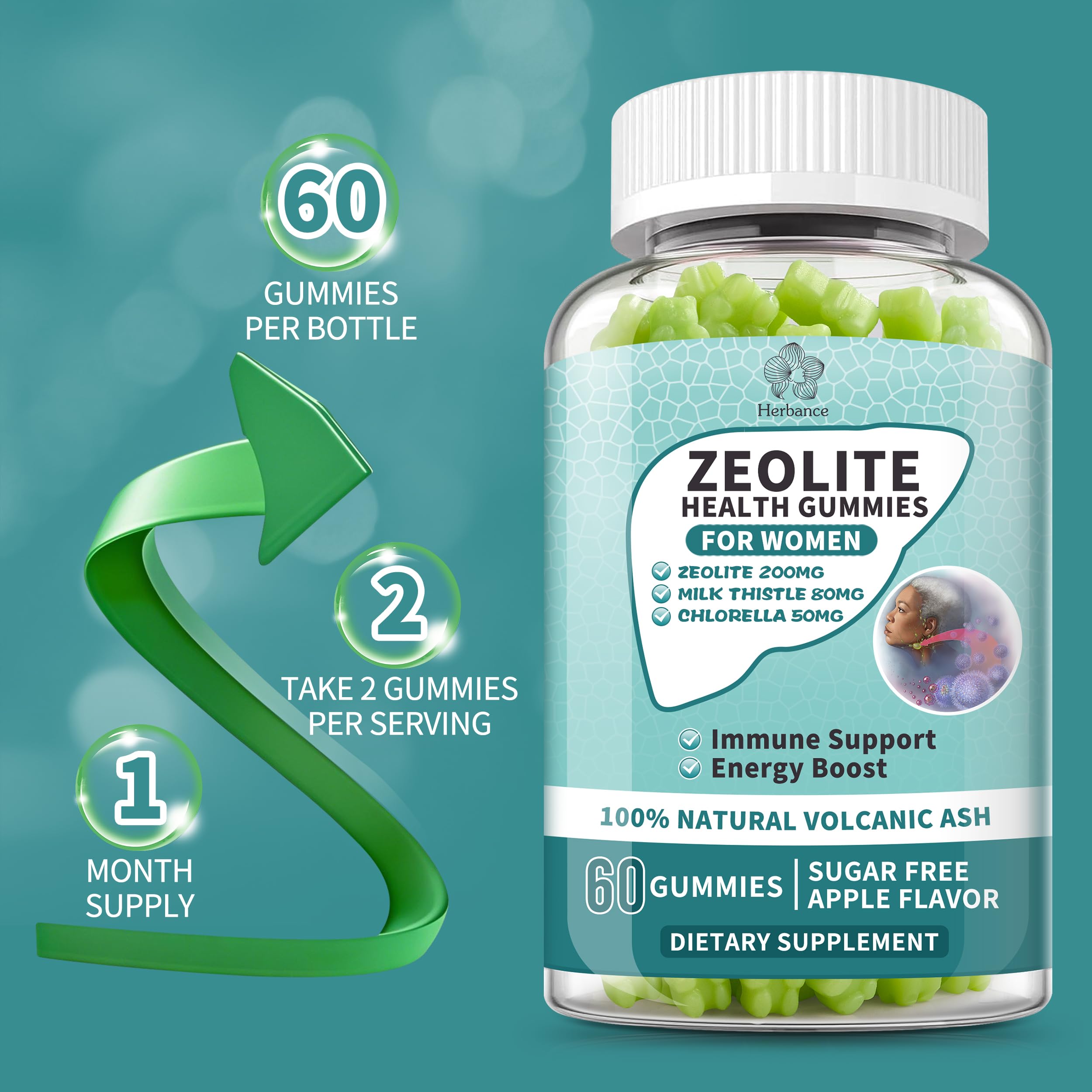 Apple-flavored Zeolite Gummies for Women