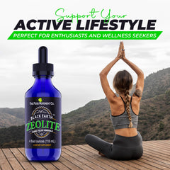 Graphic illustrating gut health support with zeolite and humic fulvic acids