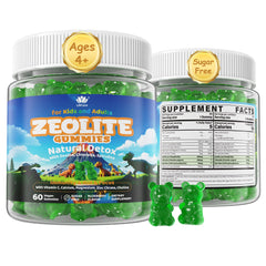 Zeolite Gummies bottle and label for kids and adults