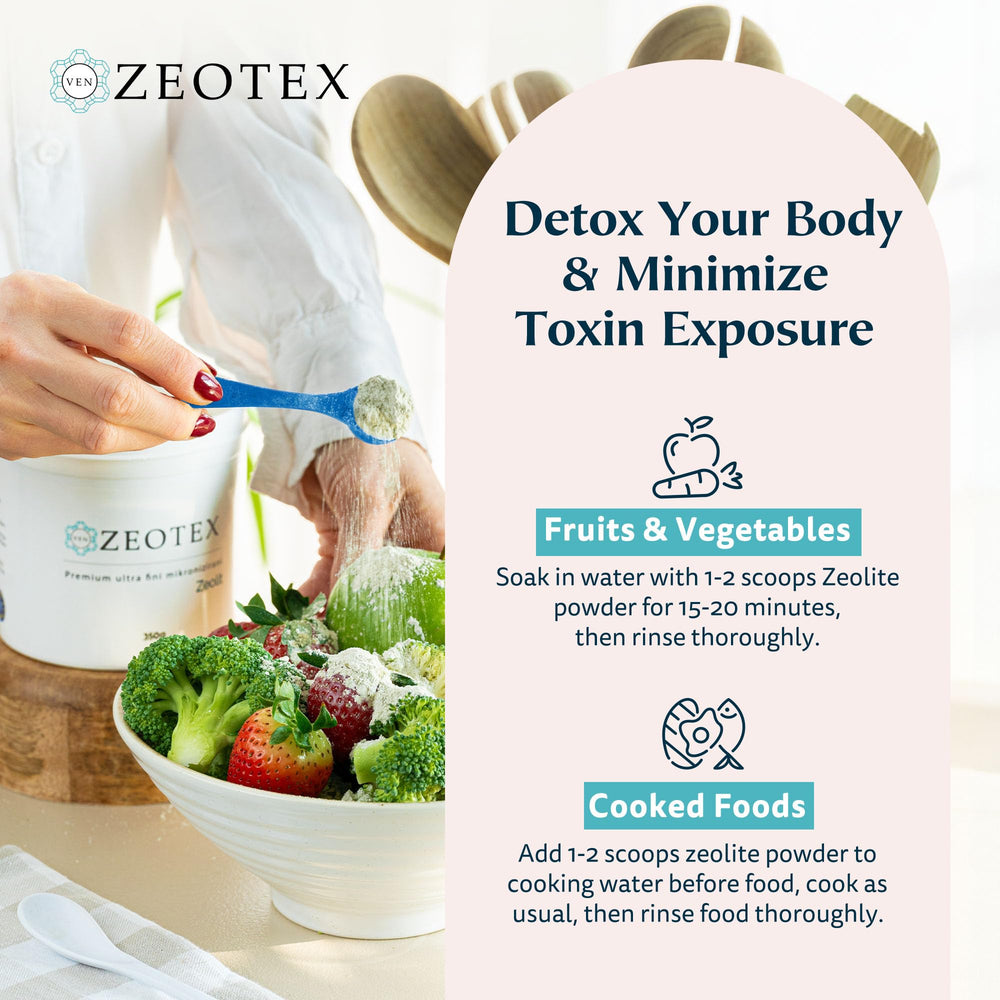 Mix-into-shake demonstrates versatile blending for routines with Zeotex Zeolite Detox Powder.