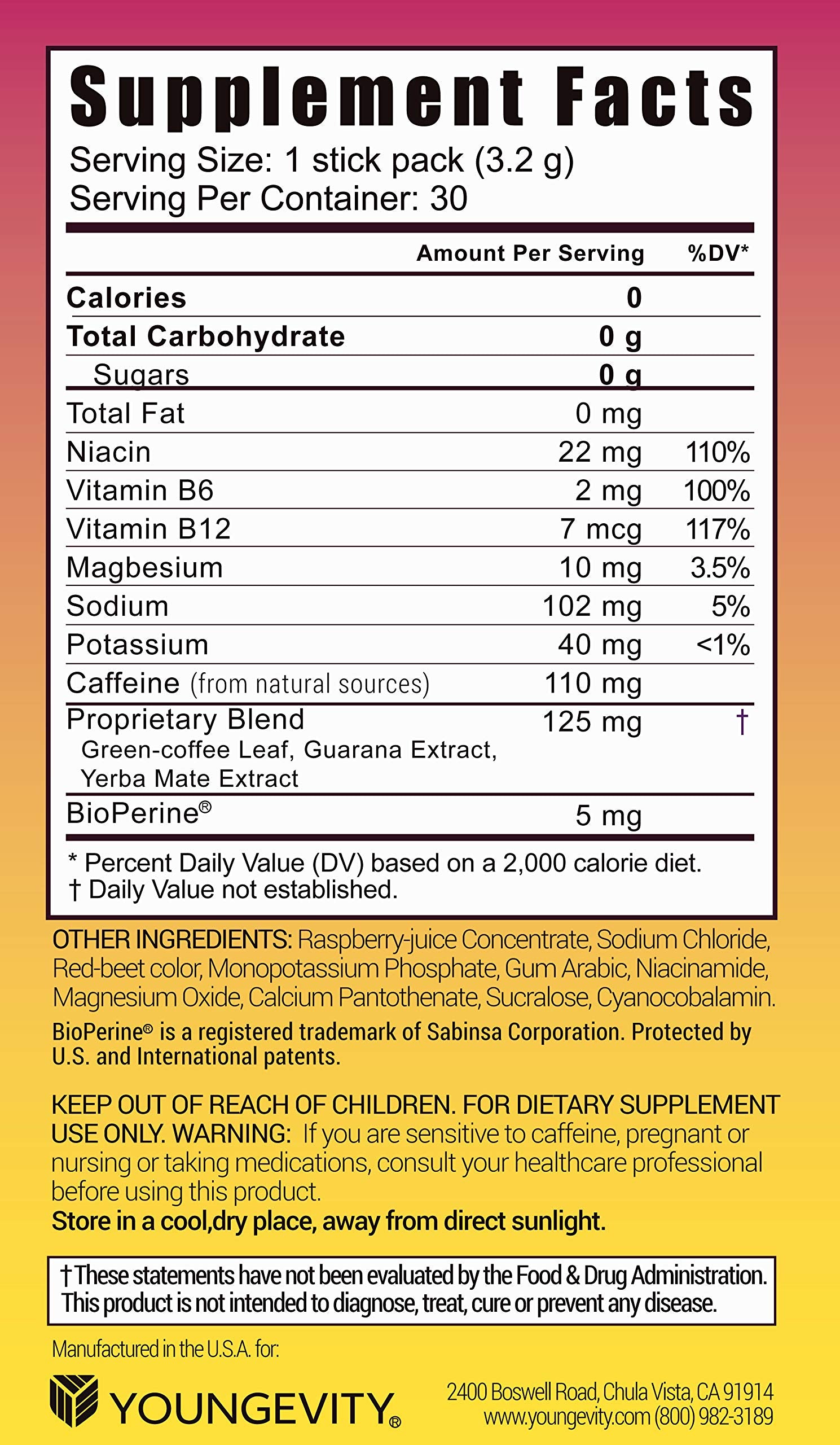 Zero sugar, zero calories energy hydration powder