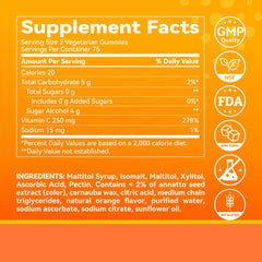Label highlighting sugar-free formula for Vitamin C gummies