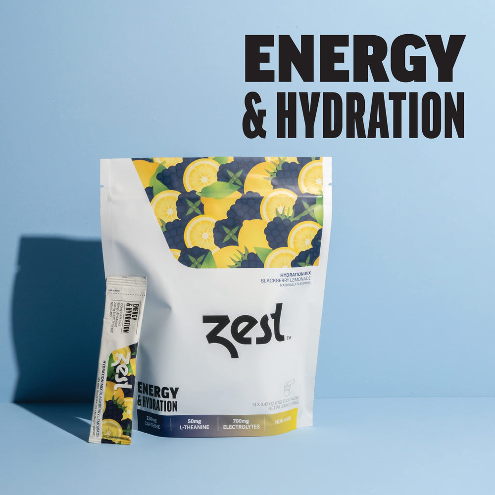 Zest Energy & Focus packets collection highlighting two blends and flavor options