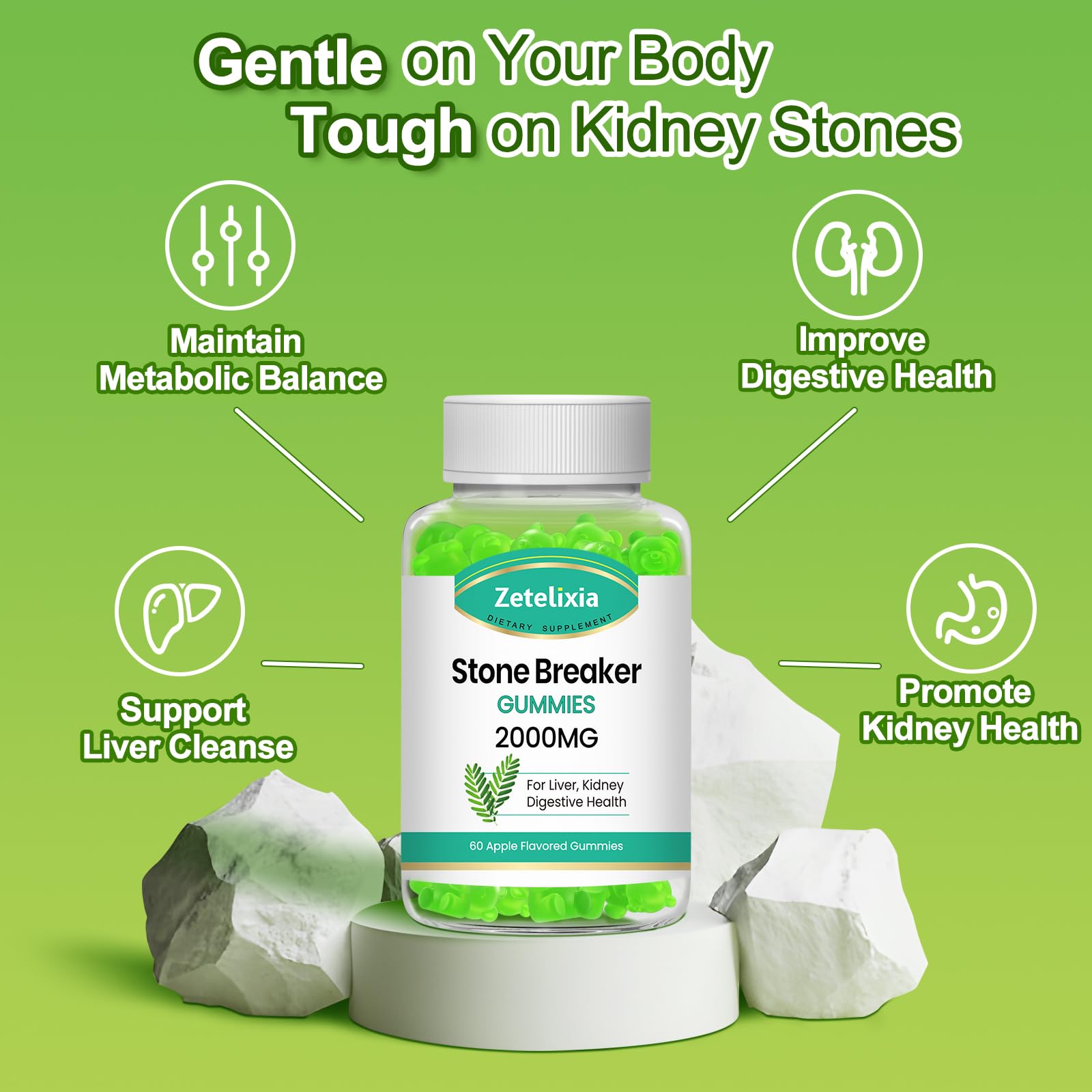 Kidney health gummy chews in a 2-pack for kidney and gallbladder support