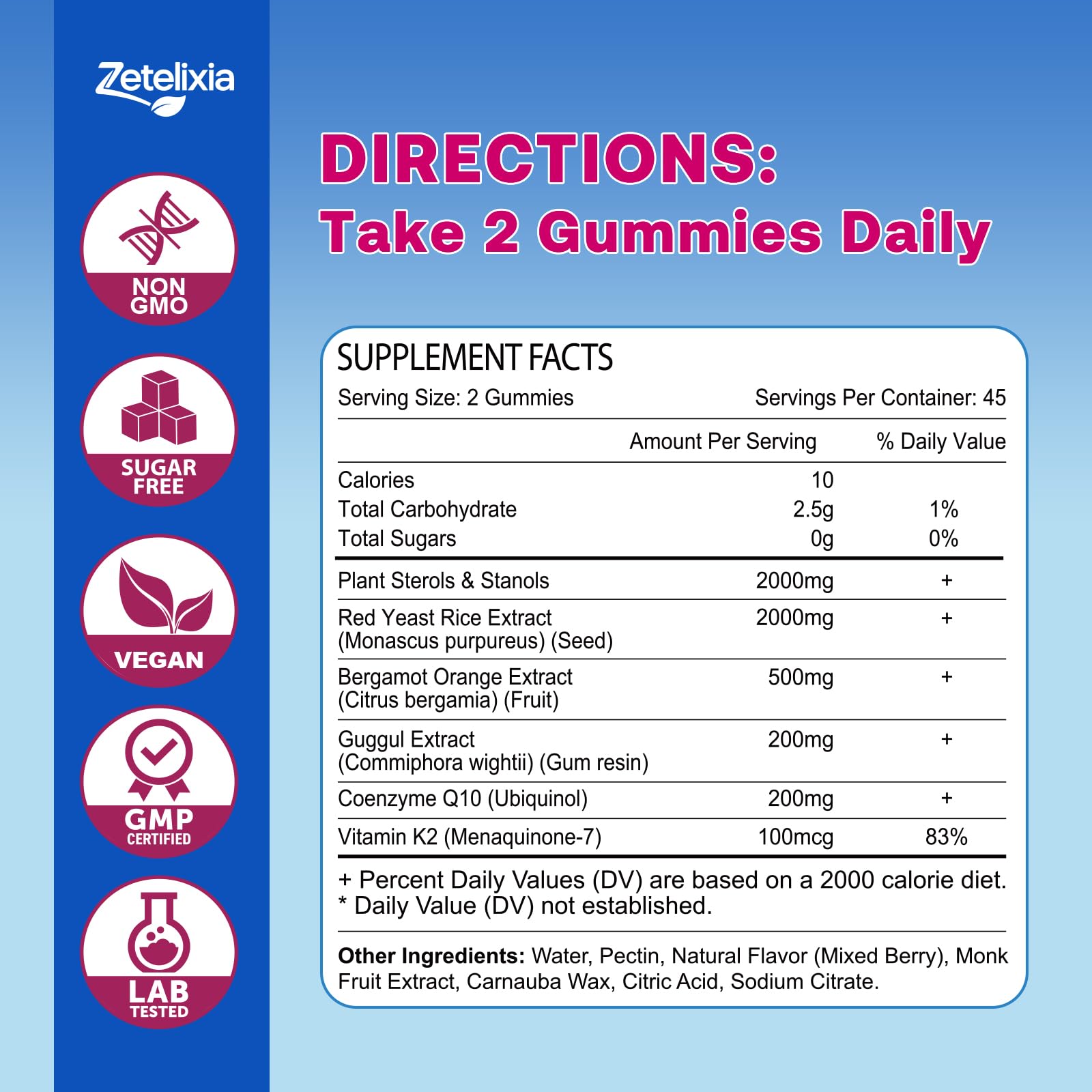 Mixed berry flavored Zetelixia Cholesterol Lowering Gummies