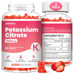 Front view of Zetelixia Potassium Gummies bottle, 120 count