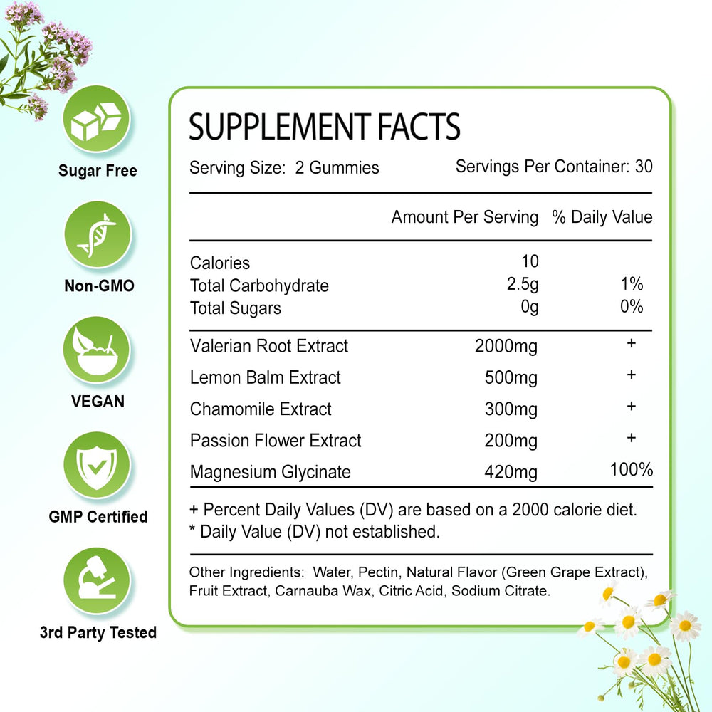 Green grape flavored Zetelixia Valerian Gummies box and 120 count bottle