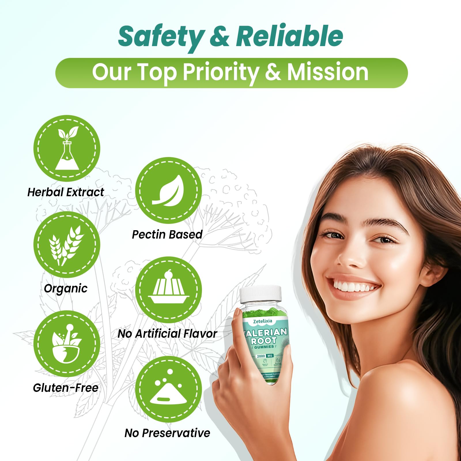 Vegan, gluten-free and non-GMO claim on Zetelixia packaging