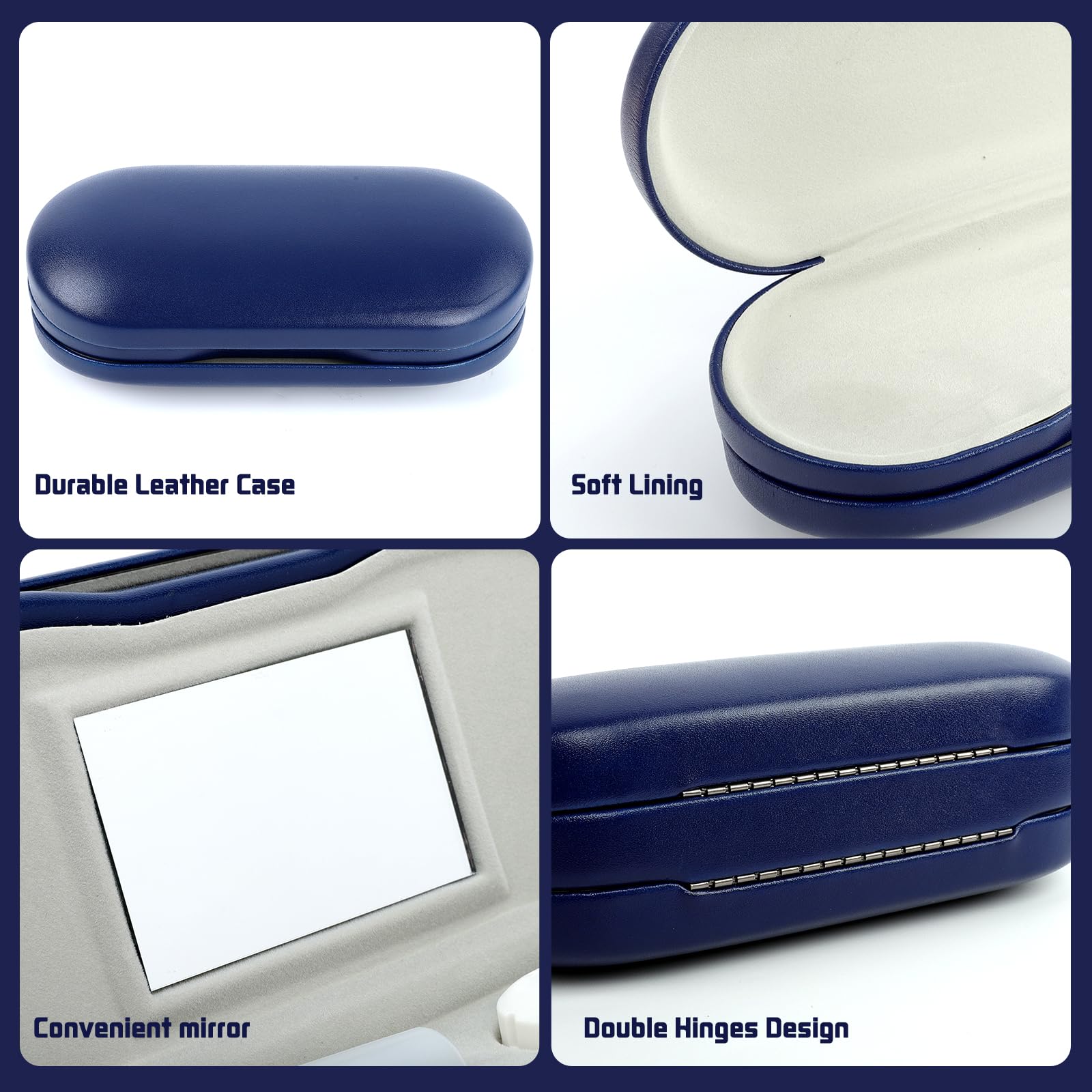 Durable blue leather outer with soft inner lining