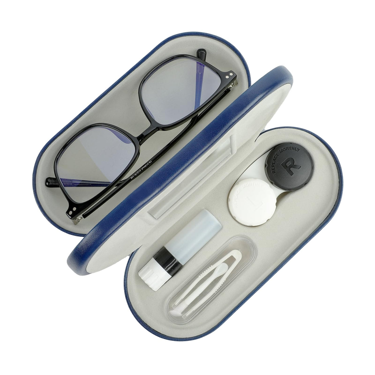 Zettokete 2-in-1 case exterior in blue leather