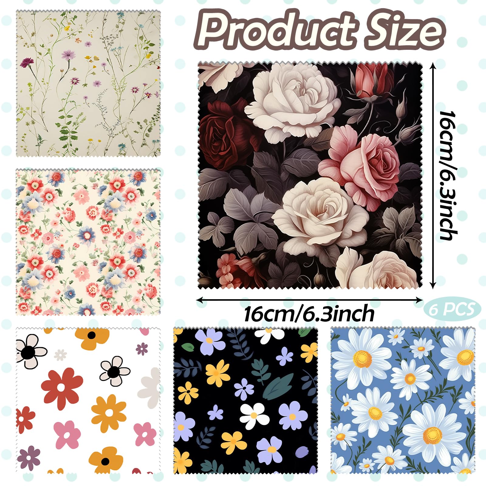 Flower pattern microfiber cleaning cloth for glasses and screens