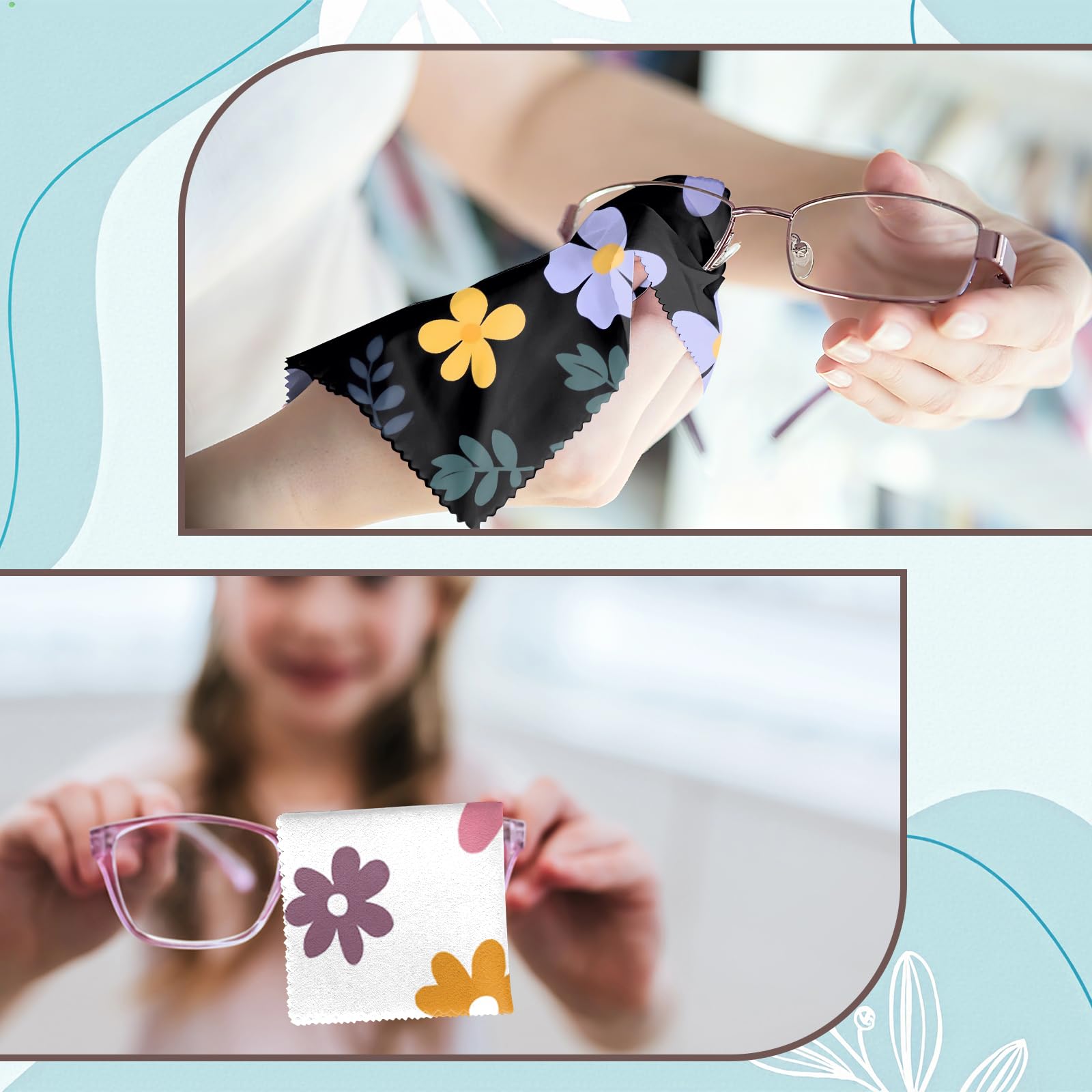 Reusable gift-worthy cleaning cloths with cute floral design
