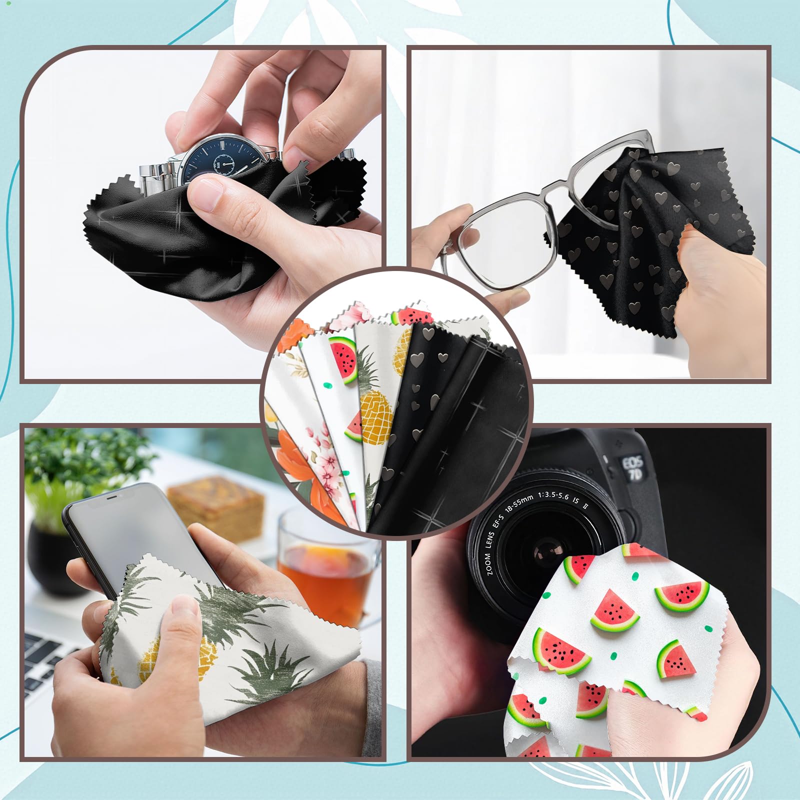 Patterned cloths in cute assorted colors for delicate surfaces