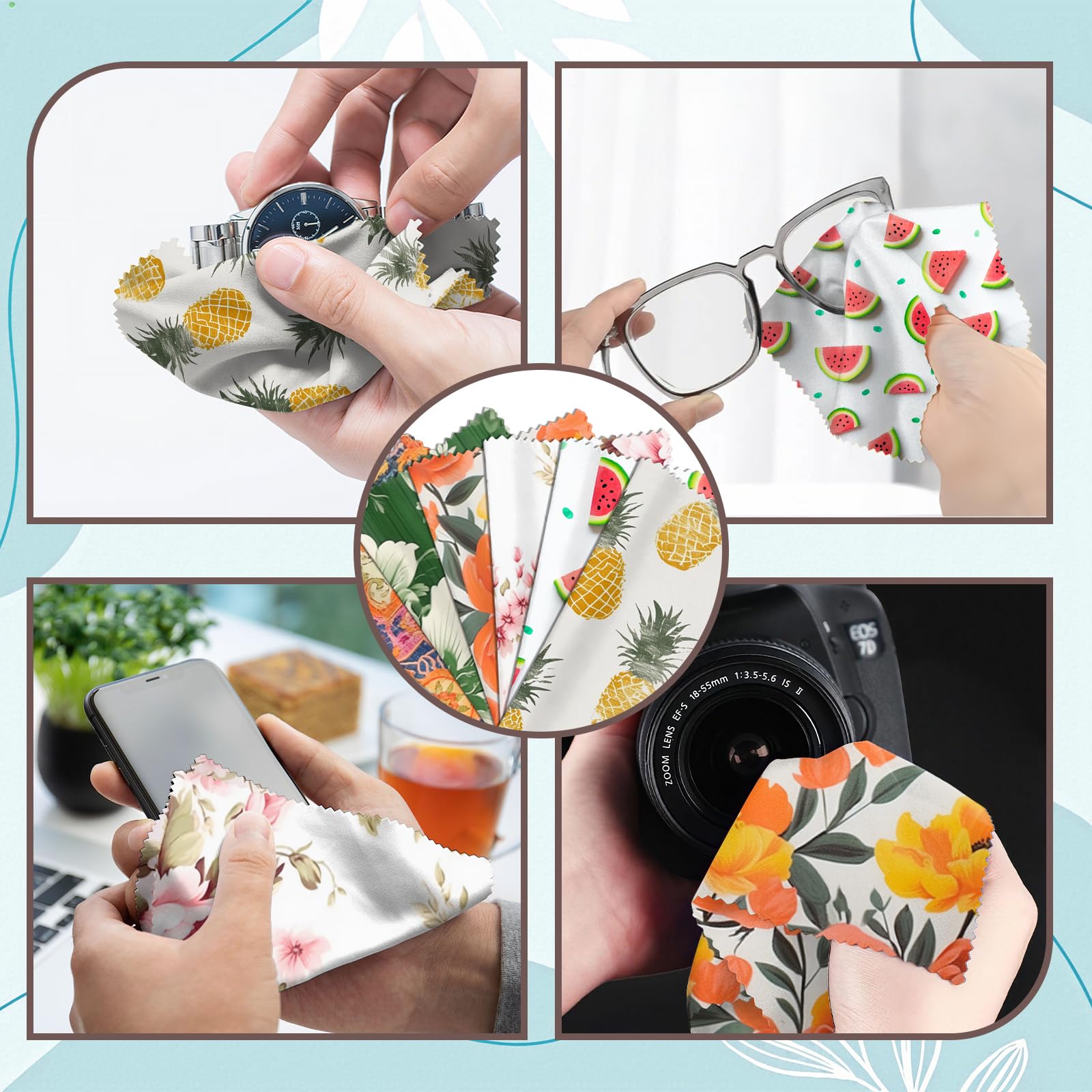 Multi-use microfiber cloth with decorative patterns