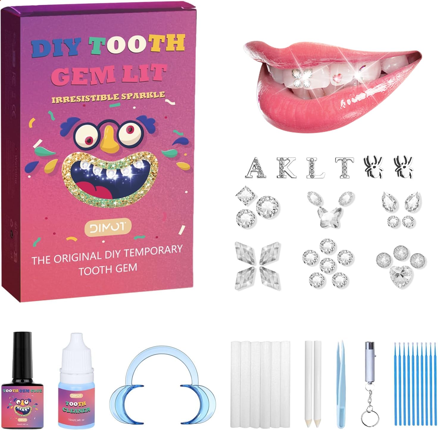 Zgxhga Tooth Gems Kit containing crystals and tools
