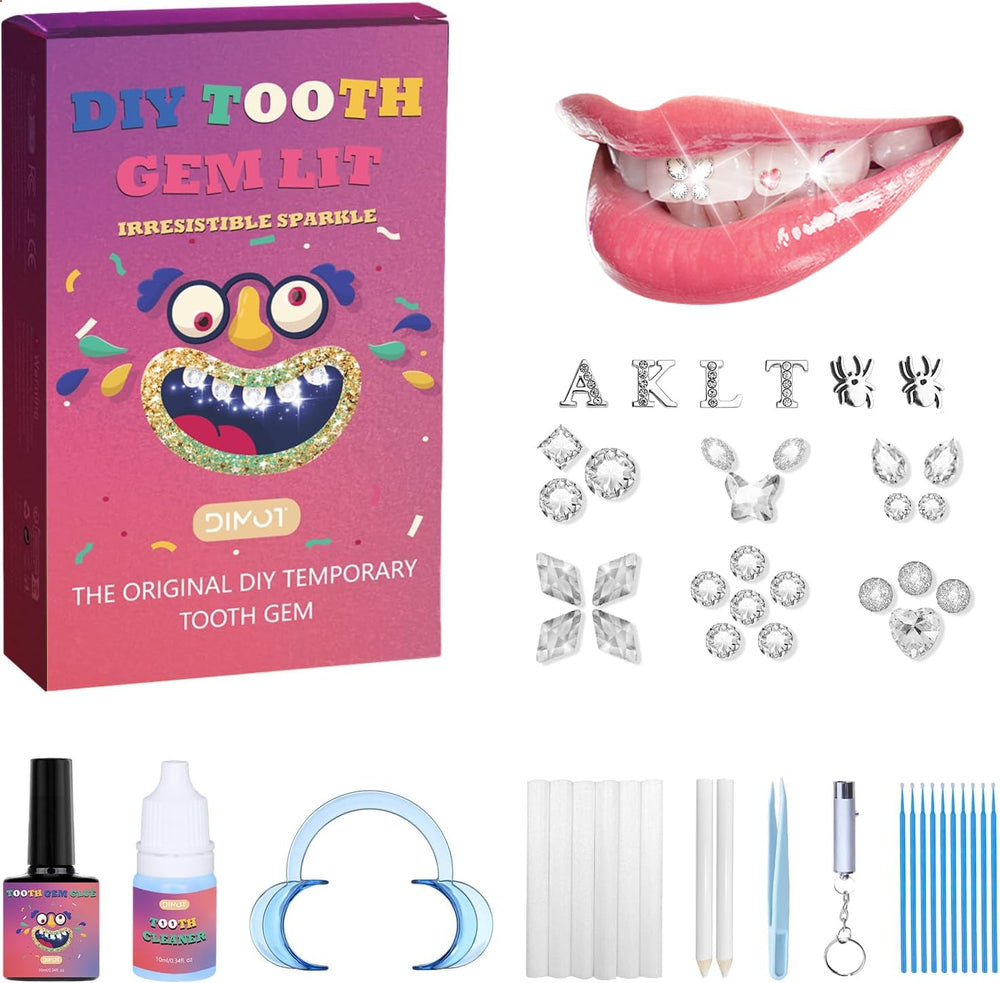 Zgxhga Tooth Gems Kit containing crystals and tools