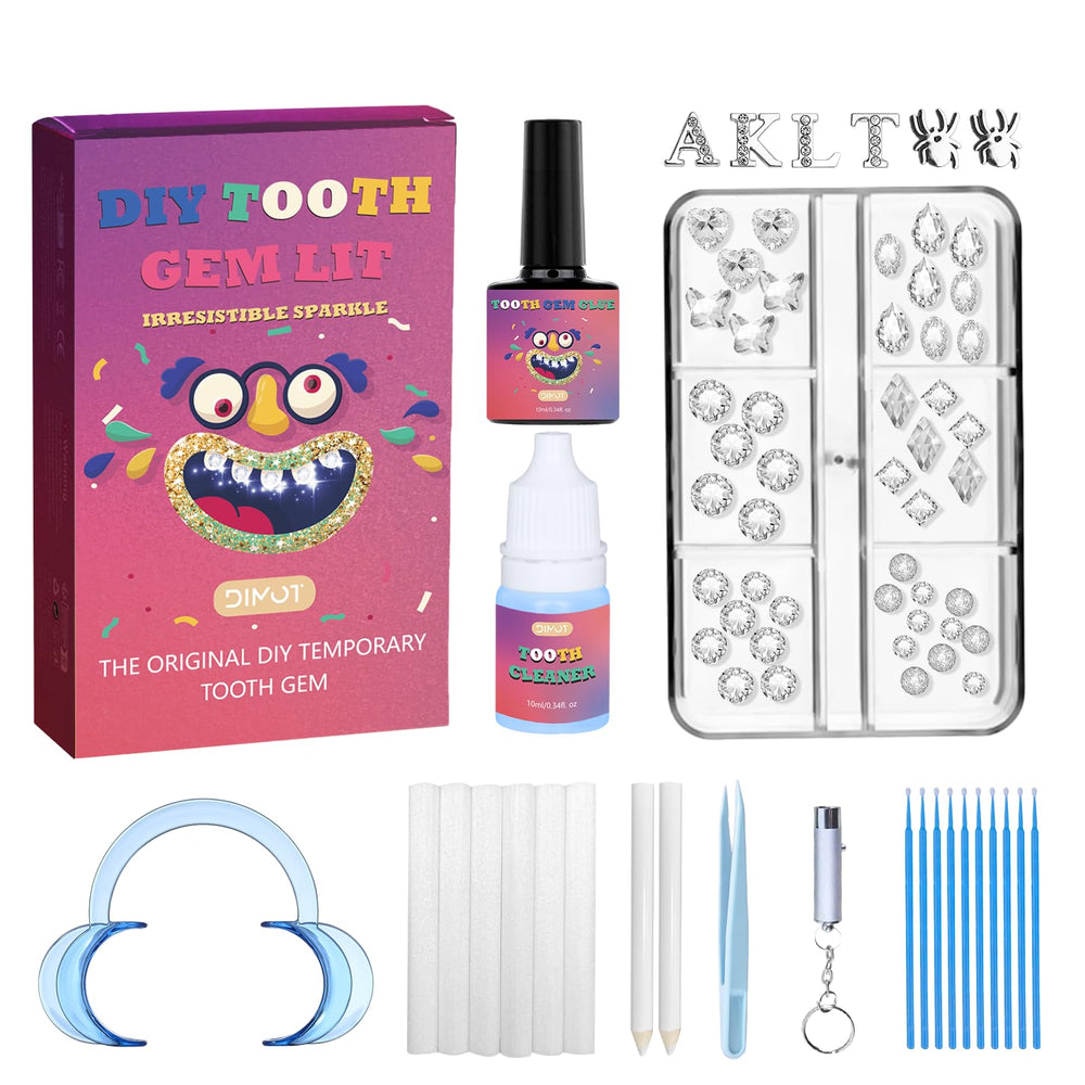 Varied gem sizes and shapes for customizable tooth designs