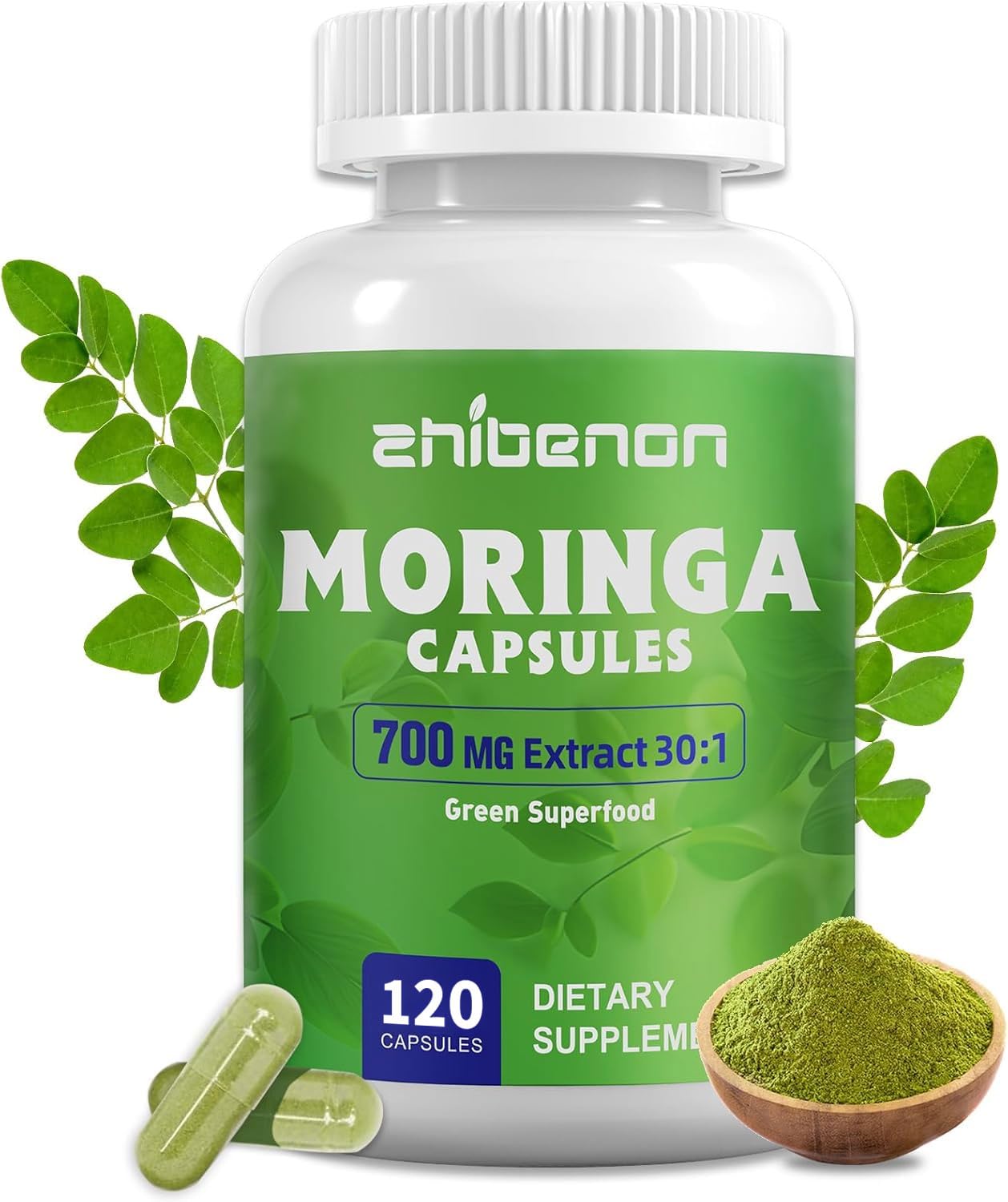 Zhibenon Moringa Oleifera 21,000mg equivalent per 2 capsules