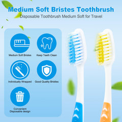 Bulk 100-piece disposable toothbrushes in two-color options