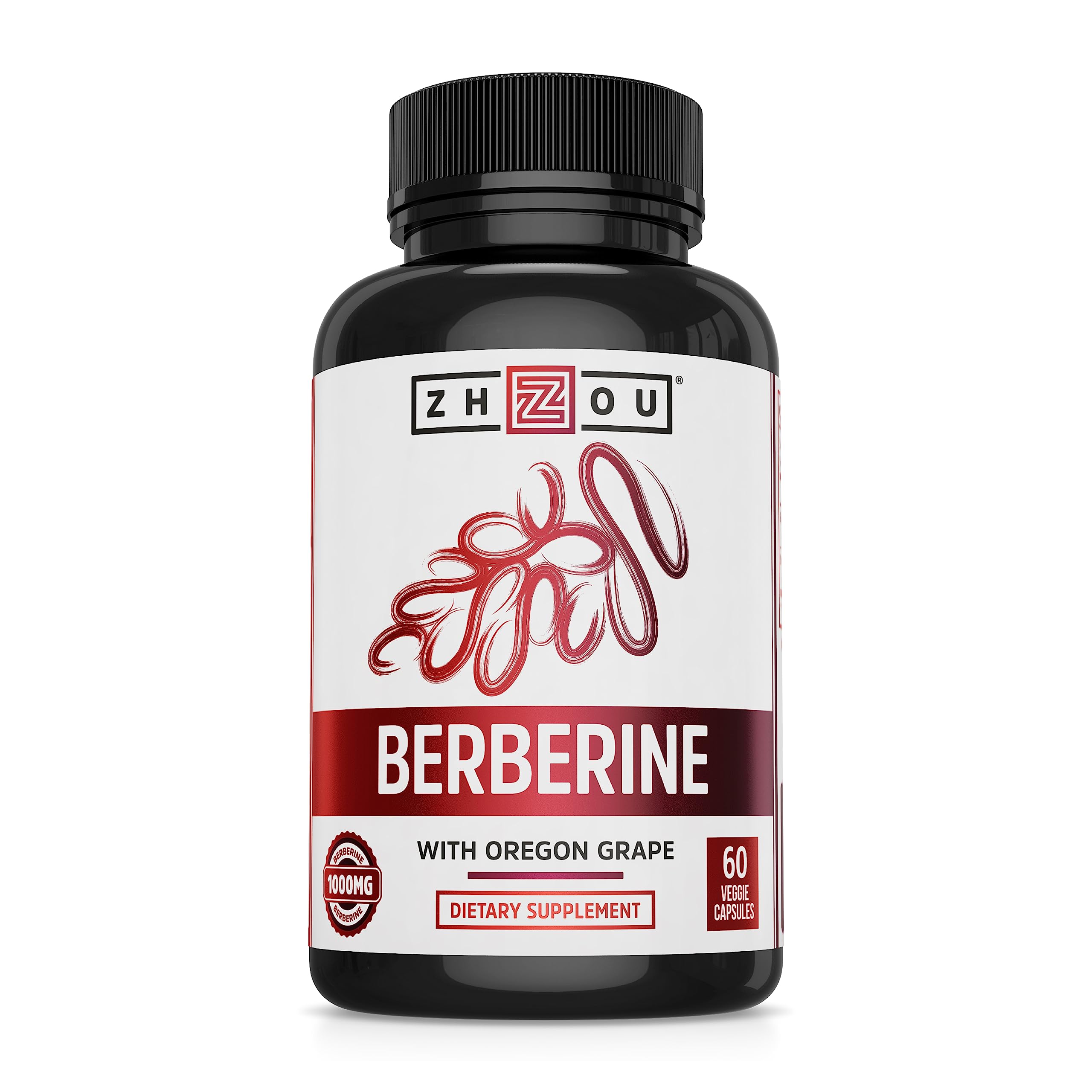 Zhou Berberine with Oregon Grape bottle label – 60 vegetarian capsules