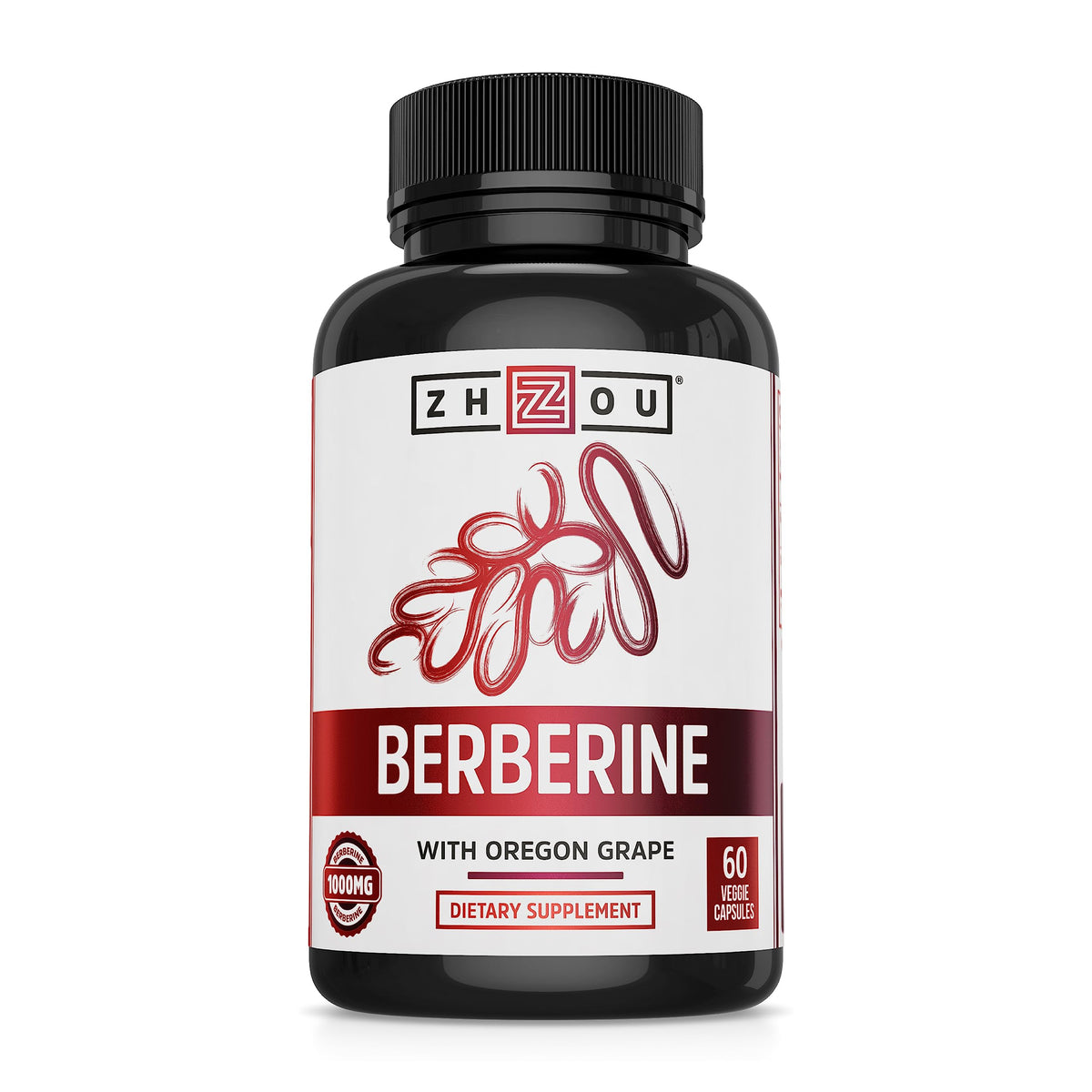 Zhou Berberine with Oregon Grape bottle label – 60 vegetarian capsules