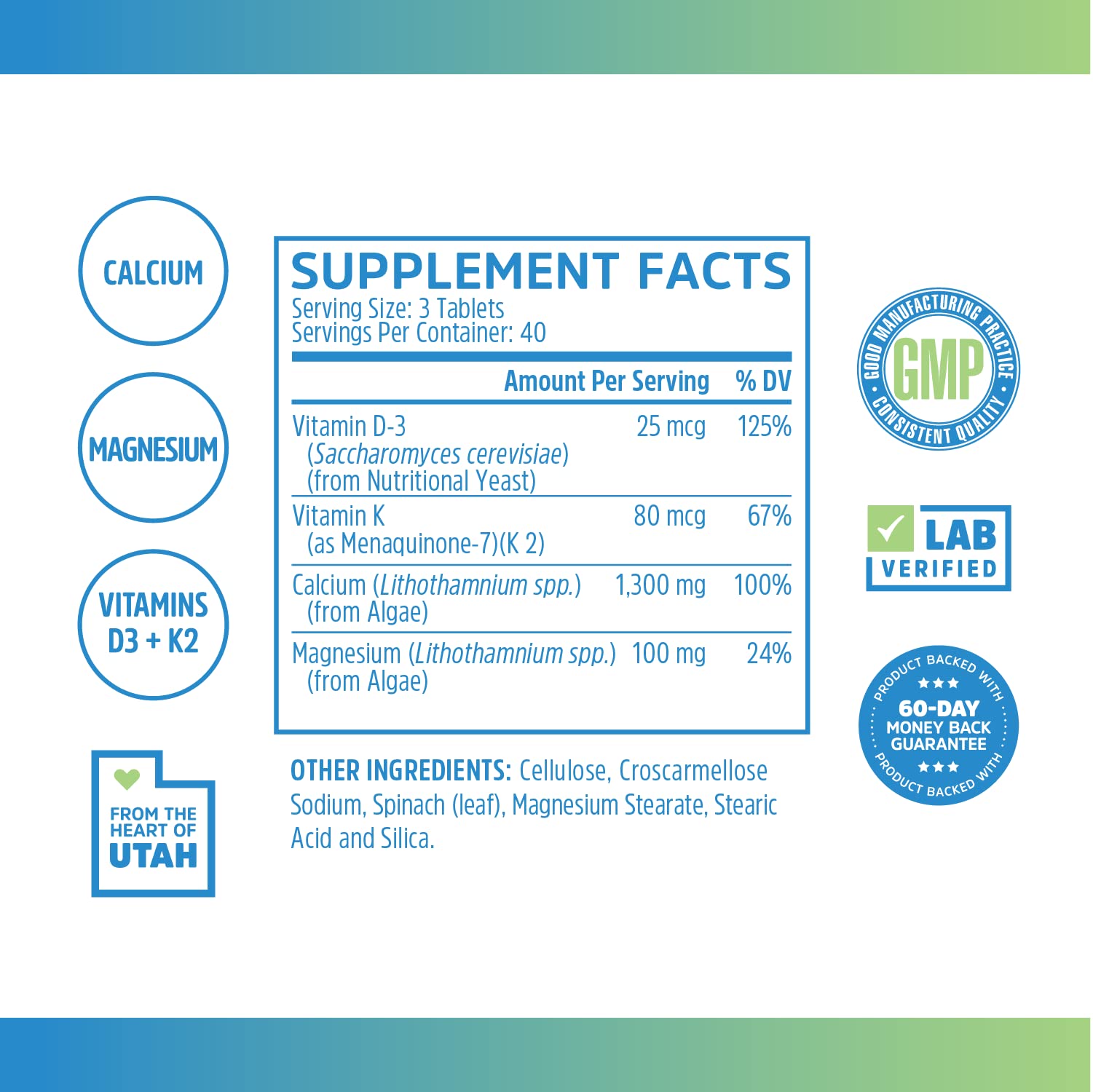 Zhou Calcium Greens bottle with label highlighting calcium from algae