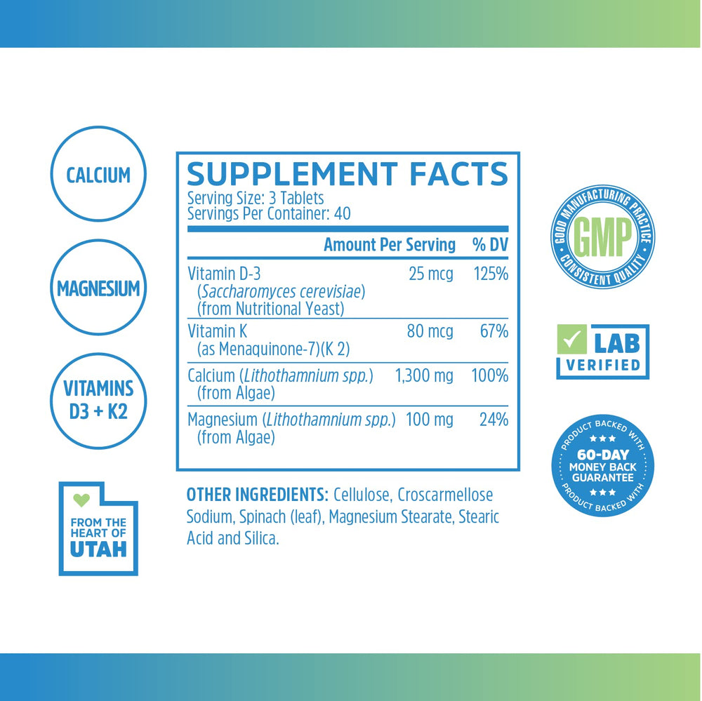 Zhou Calcium Greens bottle with label highlighting calcium from algae